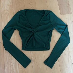 Flattering Green Long Sleeve Twist Top
